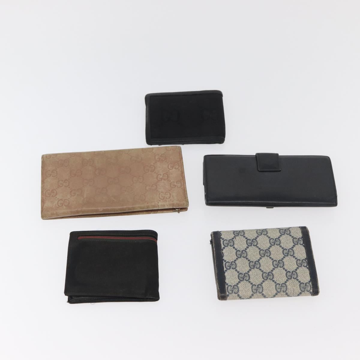 GUCCI GG Canvas Guccissima Wallet Leather 10 Set Beige Black Navy Auth CB237