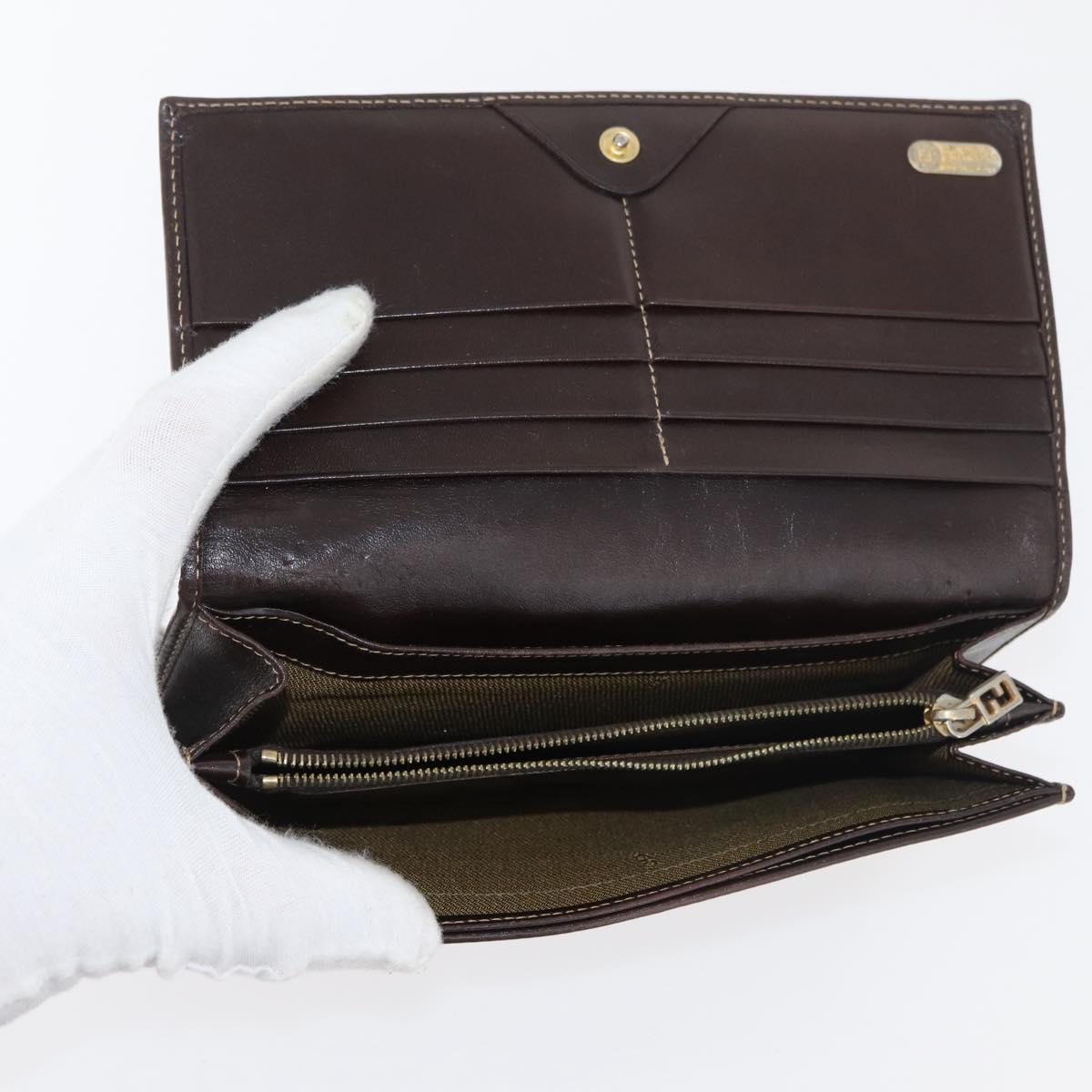 FENDI Zucca Canvas Wallet 10 Set Black Brown Auth CB239