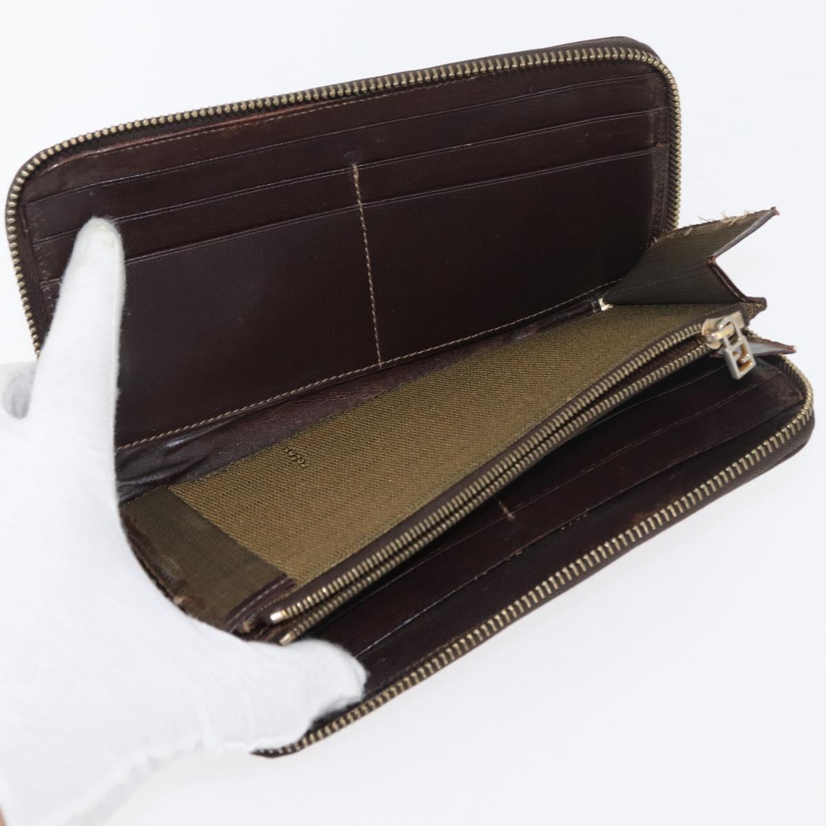 FENDI Zucca Canvas Wallet 10 Set Black Brown Auth CB239