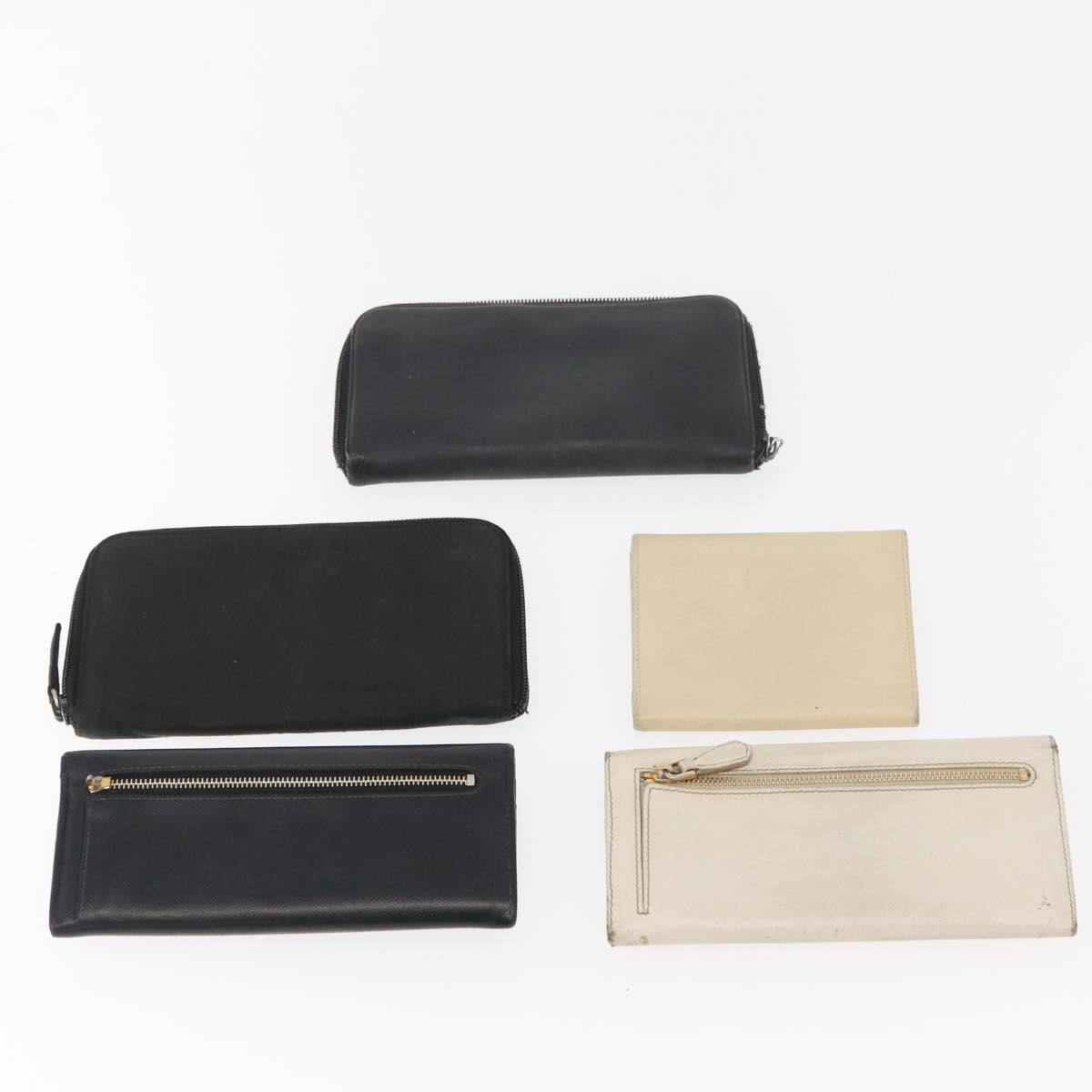PRADA Wallet Safiano leather 10 Set Black White Red Auth CB240