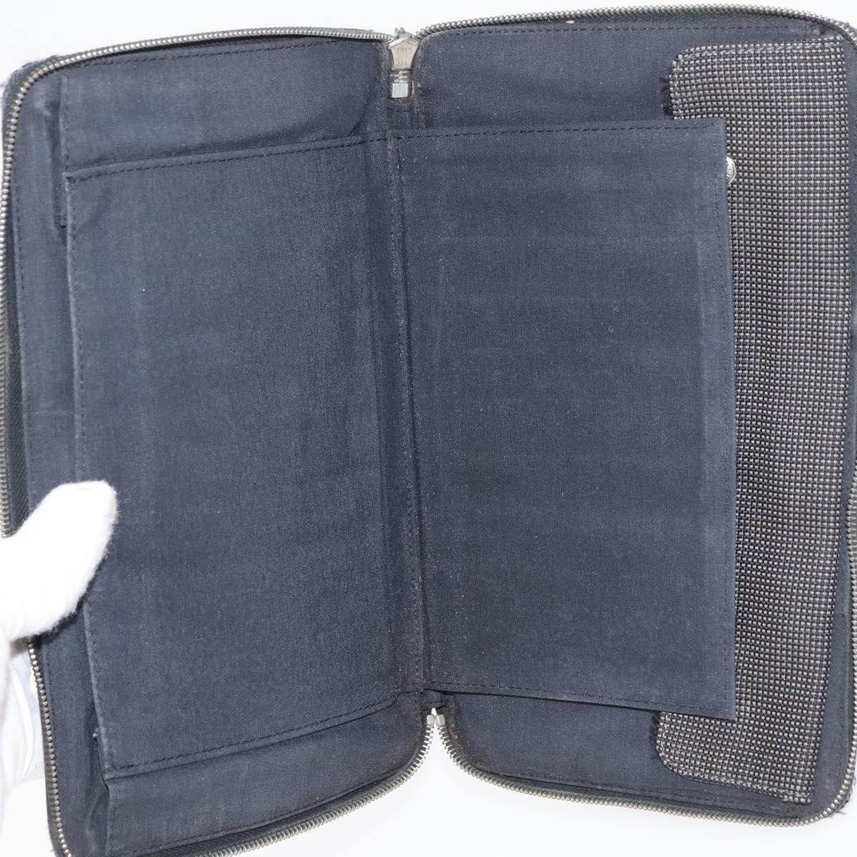HERMES Wallet Canvas Leather 10 Set Black Gray Red Auth CB242