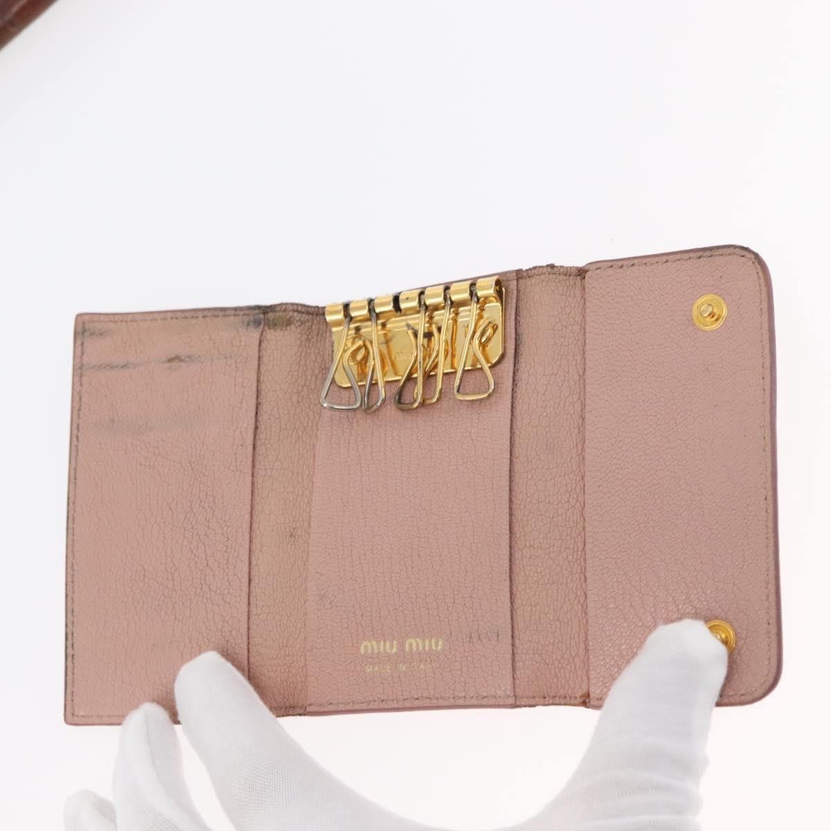 Miu Miu Key Case Patent Leather 10 Set Red Beige black Auth CB249