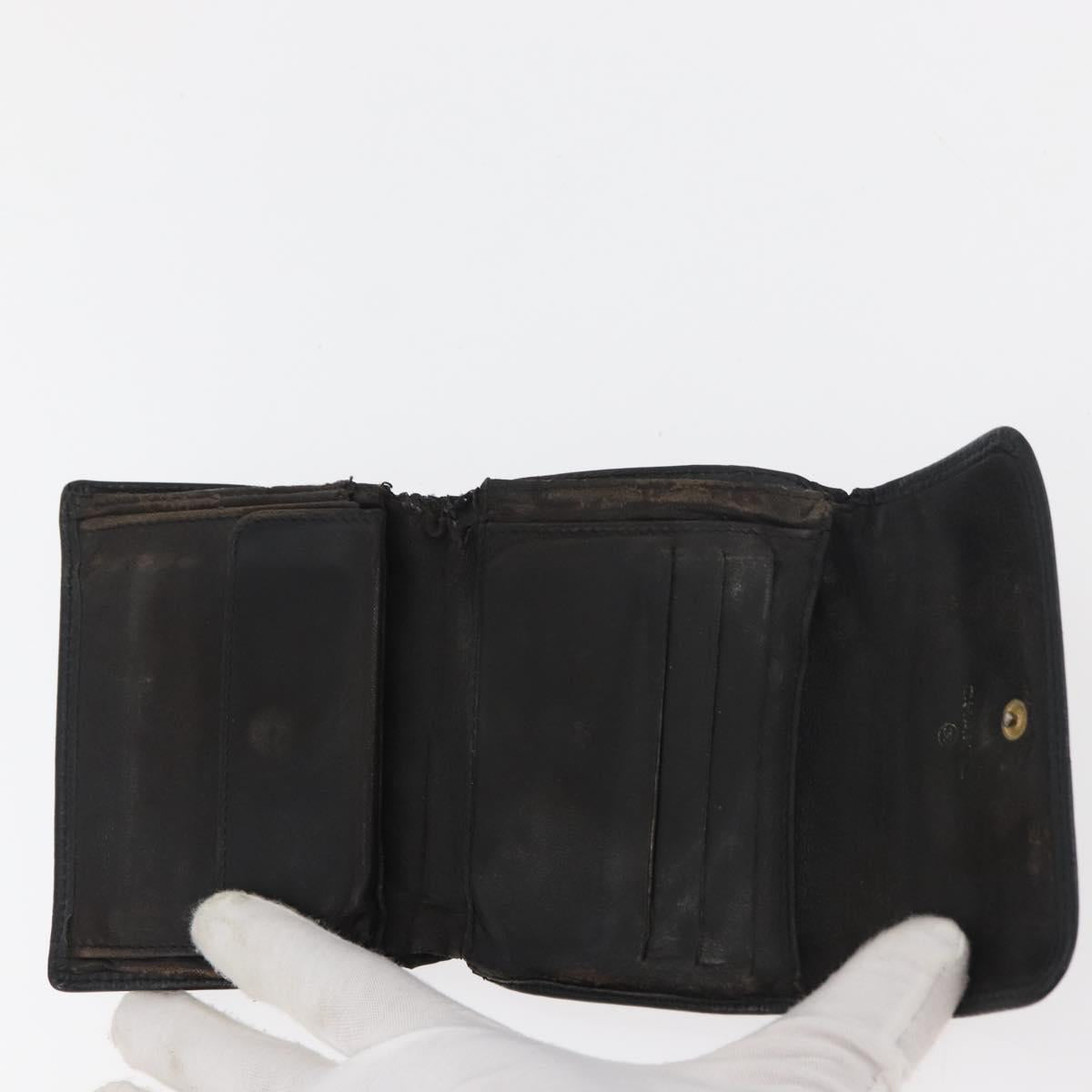 CHANEL Wallet Lamb Skin 10 Set Black White beige CC Auth CB256