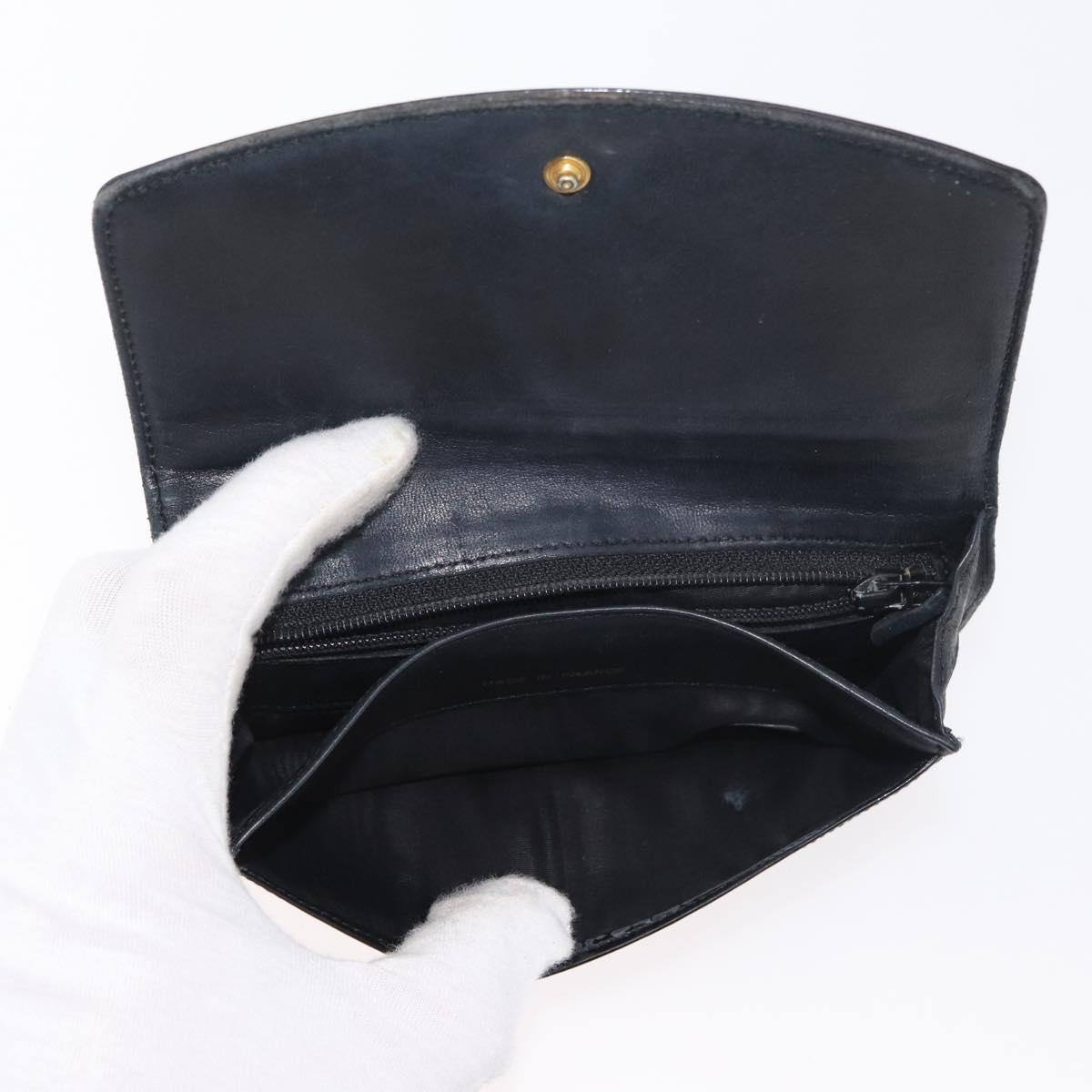 CHANEL Wallet Lamb Skin 10 Set Black White beige CC Auth CB256