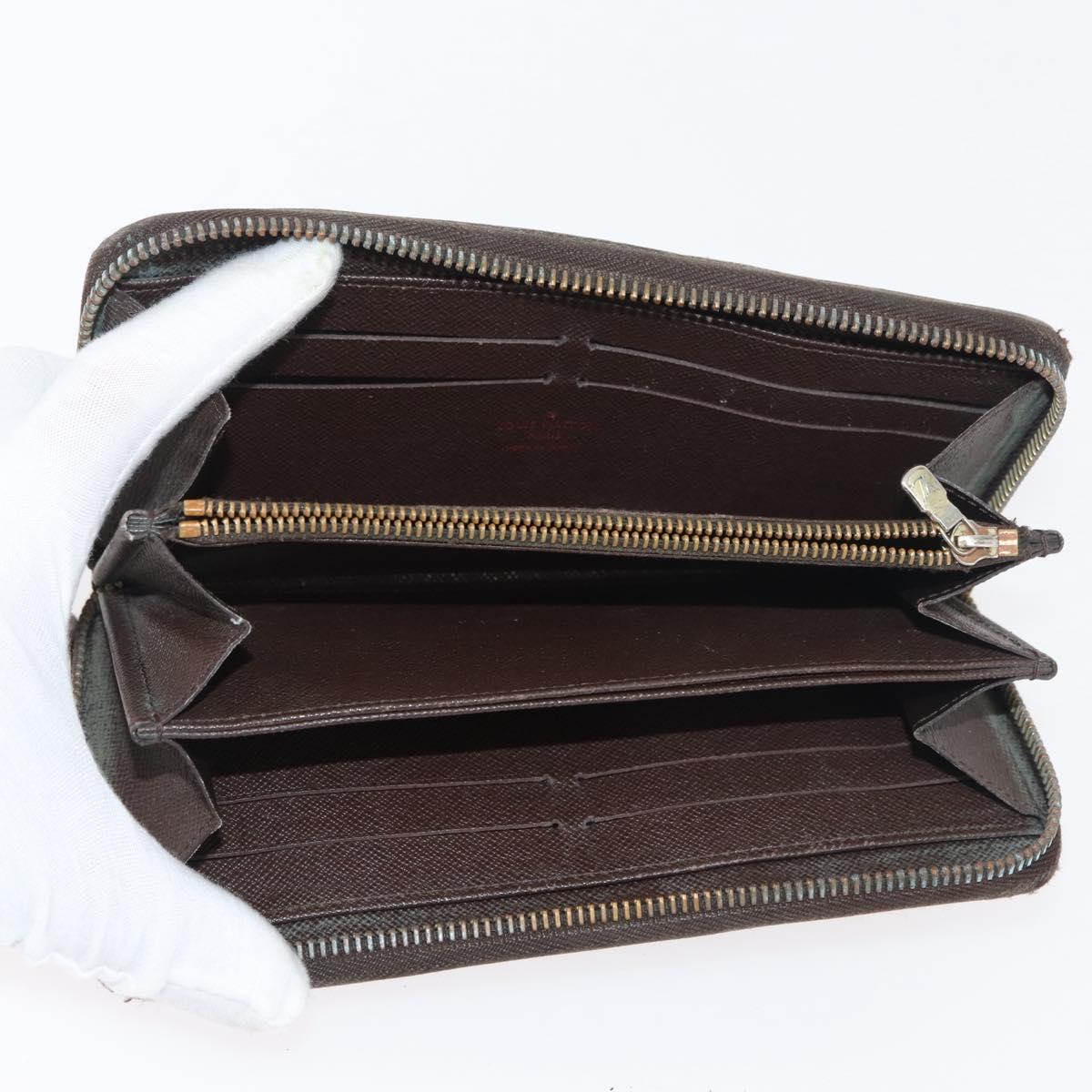 LOUIS VUITTON Damier Ebene Graphite Damier Azur Long Wallet 10 Set LV Auth CB263