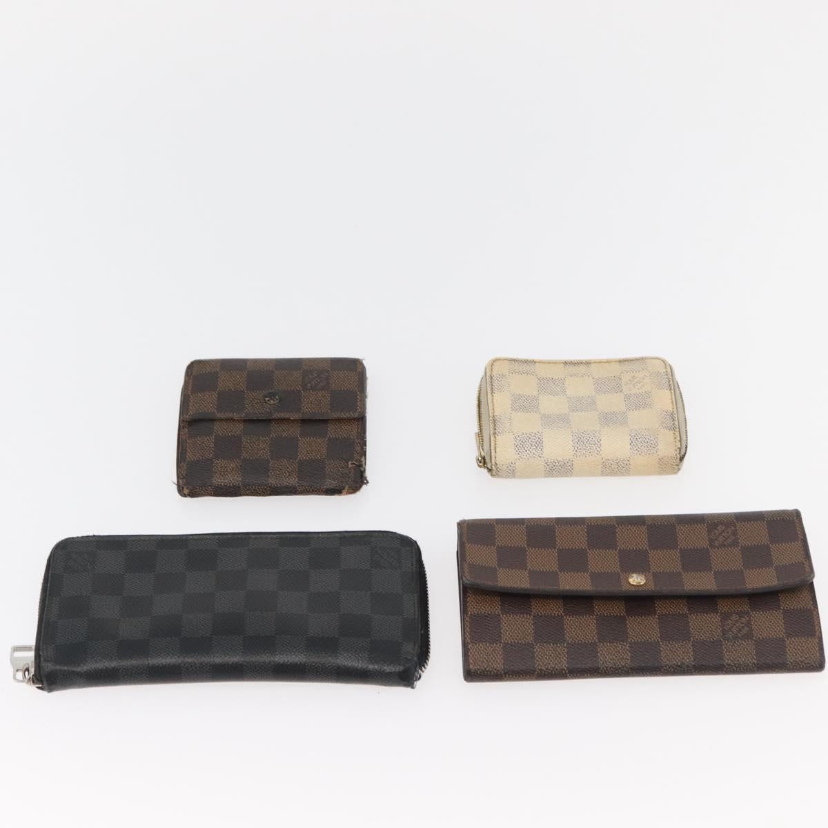LOUIS VUITTON Damier Ebene Graphite Damier Azur Long Wallet 10 Set LV Auth CB263