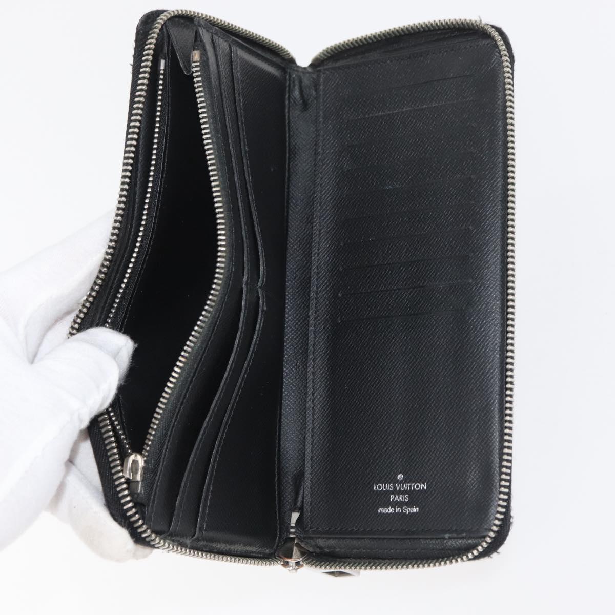 LOUIS VUITTON Damier Ebene Graphite Damier Azur Long Wallet 10 Set LV Auth CB263