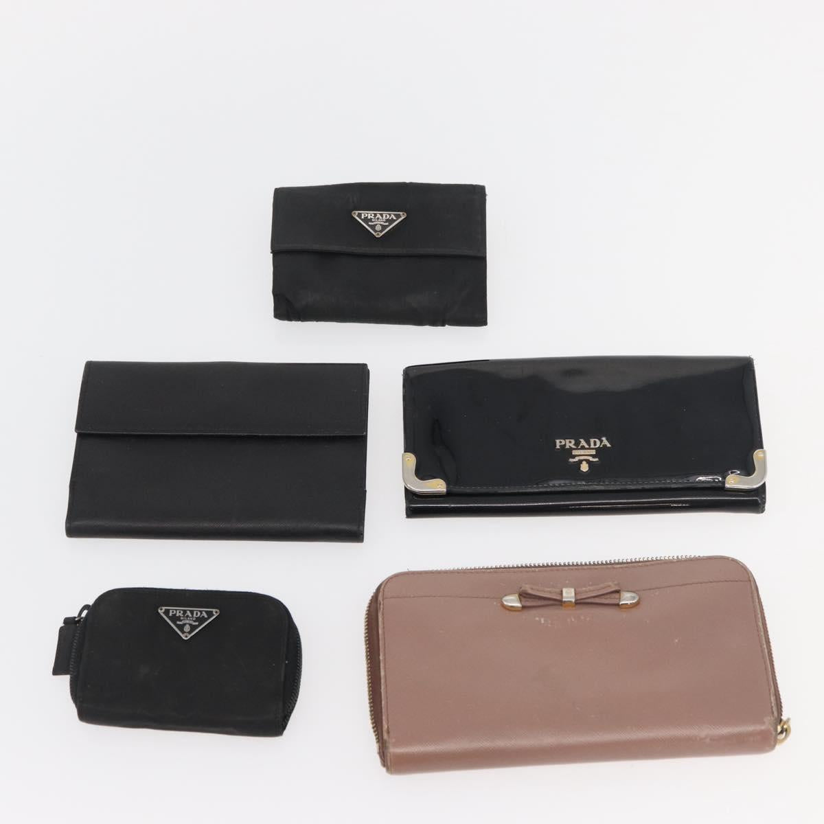 PRADA Wallet Safiano leather 10 Set Black Pink Red Auth CB264