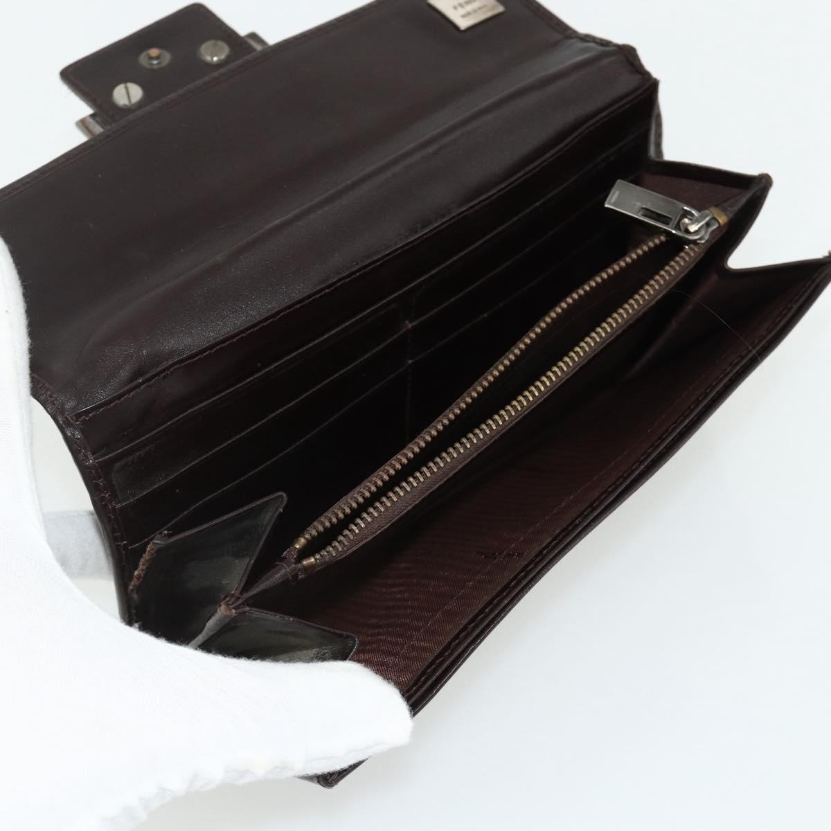 FENDI Zucca Canvas Wallet 10 Set Black Brown Auth CB266