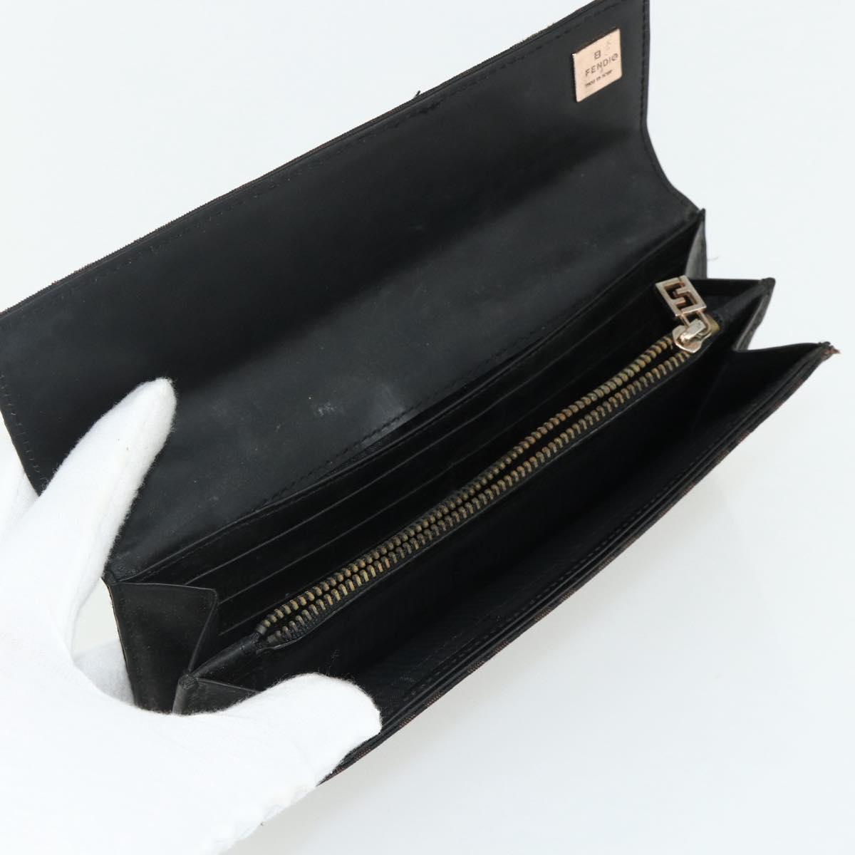 FENDI Zucca Canvas Wallet 10 Set Black Brown Auth CB266