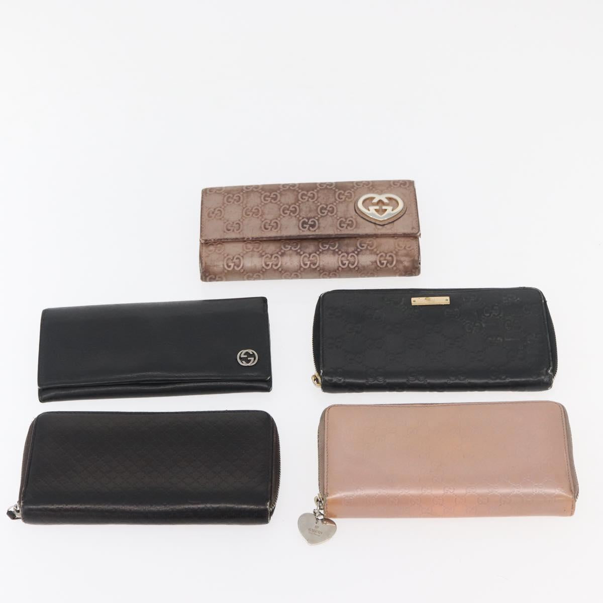 GUCCI GG Canvas Guccissima Wallet Leather 10 Set Beige Black Brown Auth CB268