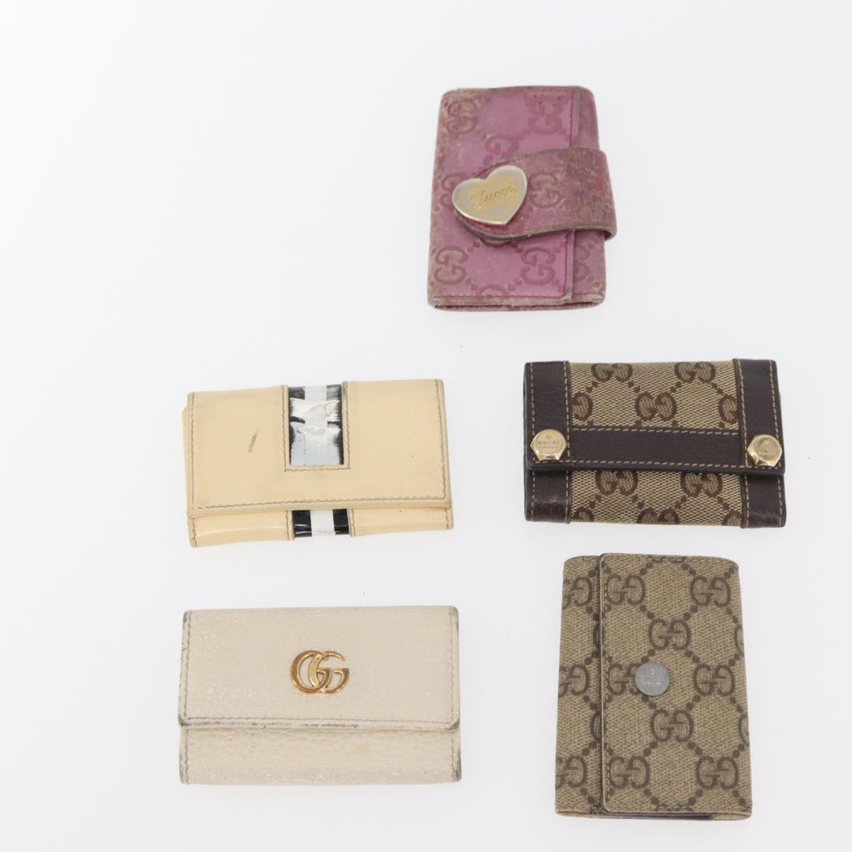 GUCCI GG Canvas Key Case 10 Set Beige Black pink Auth CB269