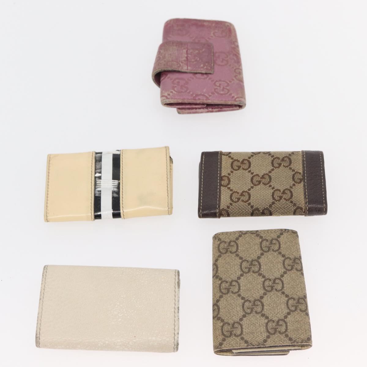 GUCCI GG Canvas Key Case 10 Set Beige Black pink Auth CB269