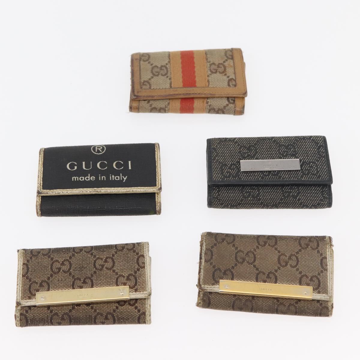 GUCCI GG Canvas Key Case 10 Set Beige Black pink Auth CB269