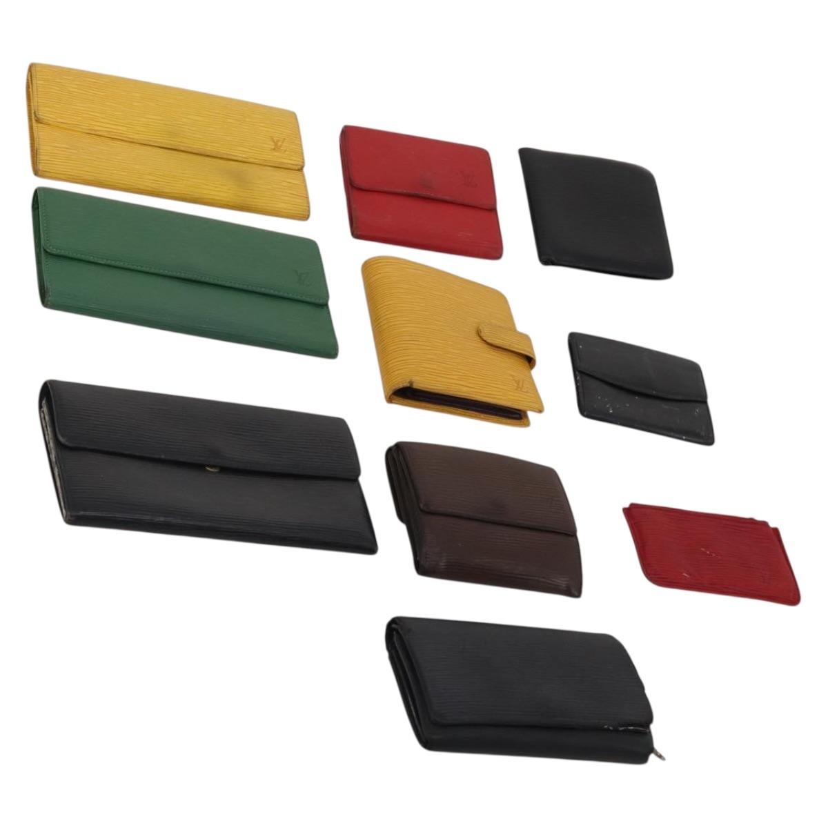 LOUIS VUITTON Epi Wallet 10 Set Black Red LV Auth CB282