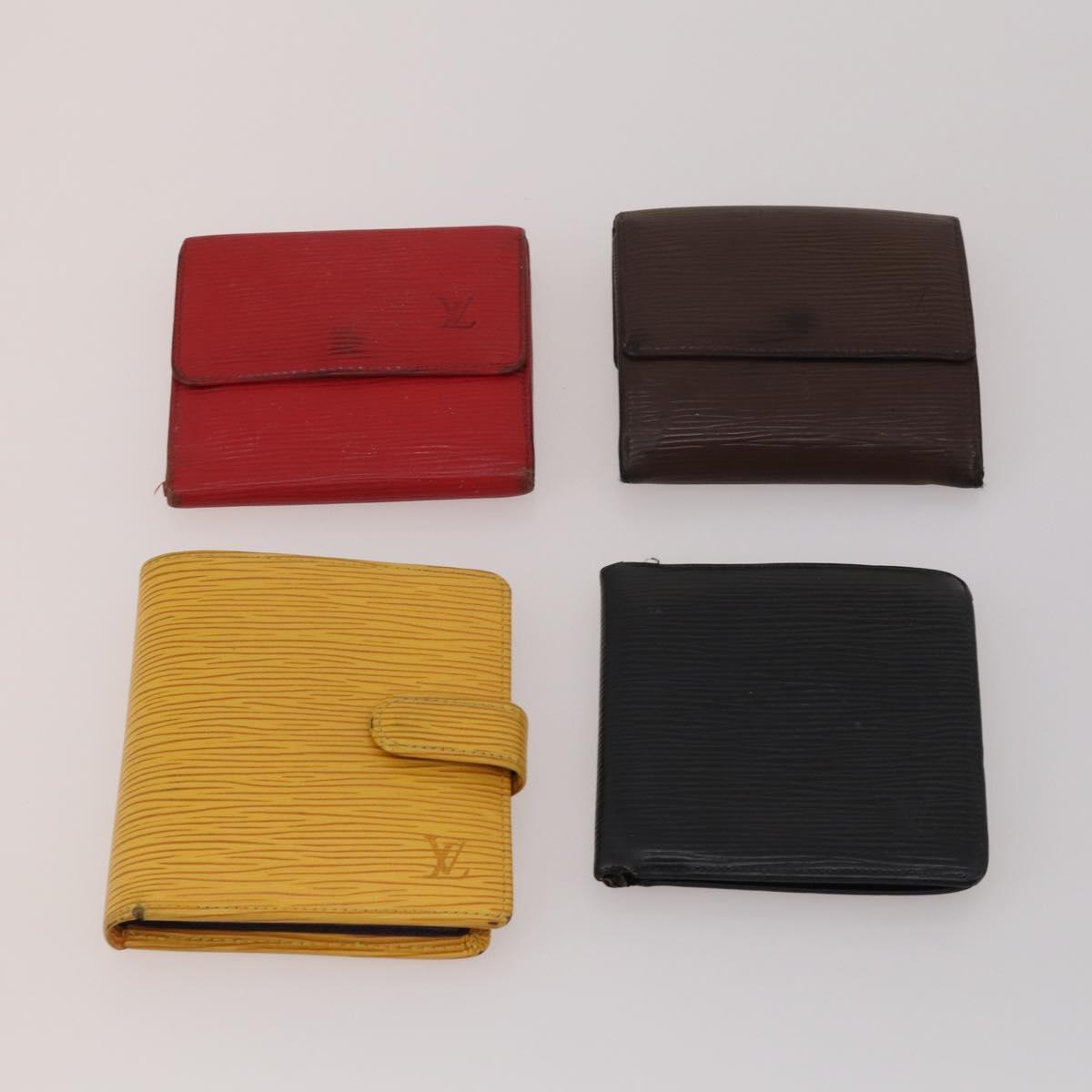 LOUIS VUITTON Epi Wallet 10 Set Black Red LV Auth CB282