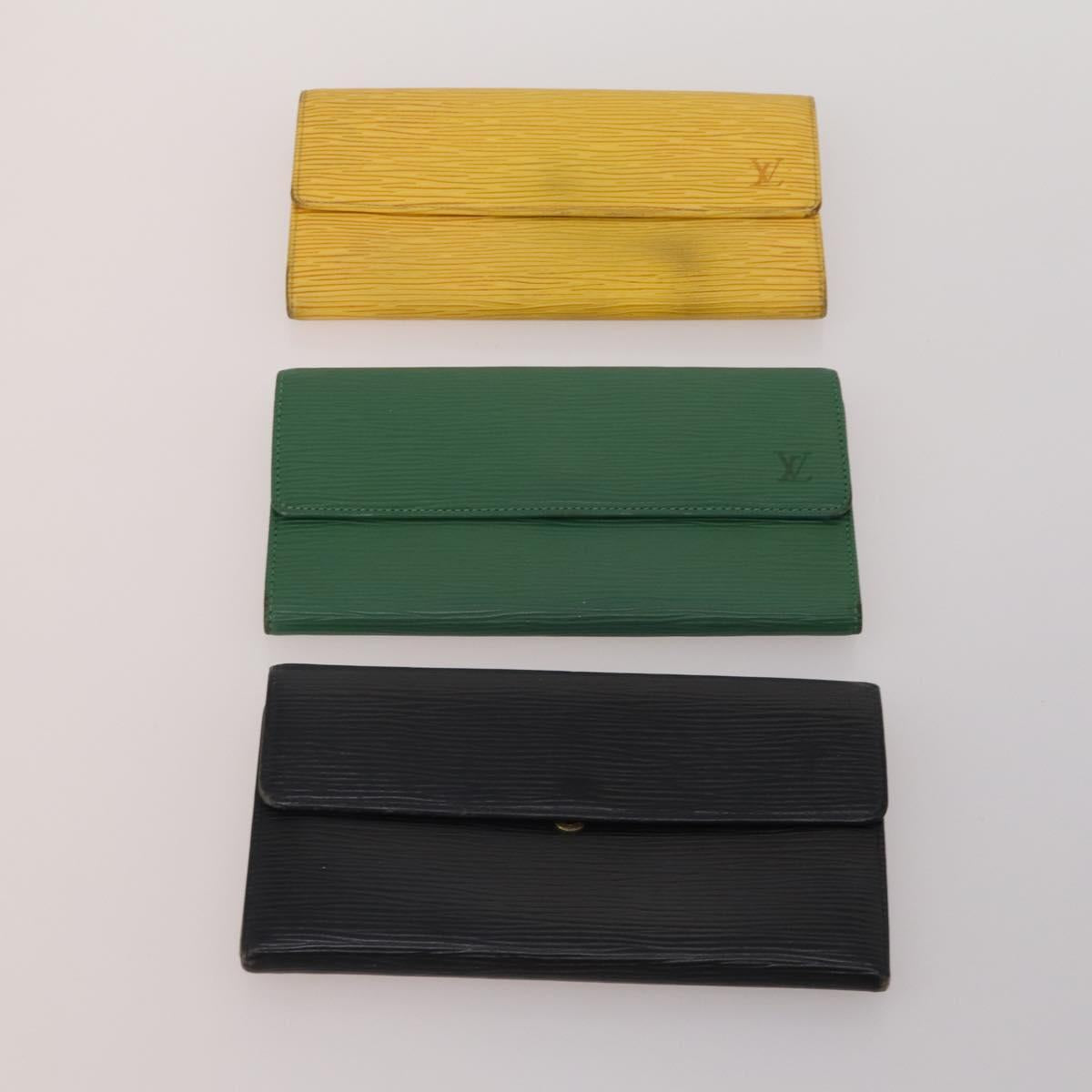 LOUIS VUITTON Epi Wallet 10 Set Black Red LV Auth CB282