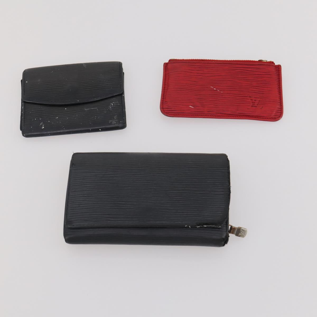 LOUIS VUITTON Epi Wallet 10 Set Black Red LV Auth CB282