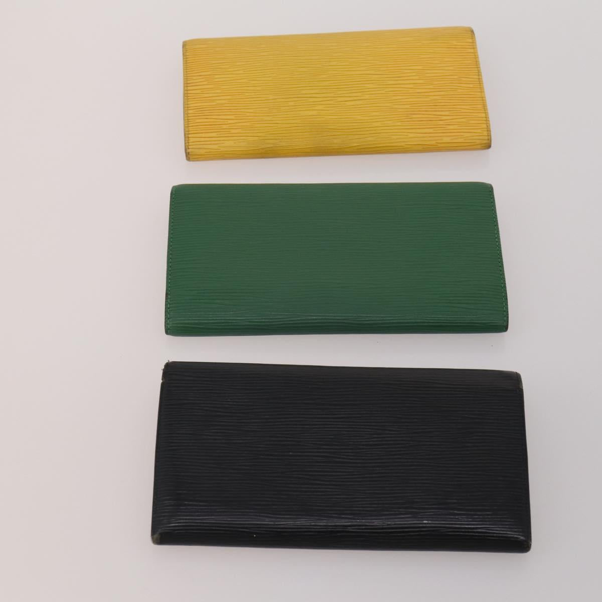 LOUIS VUITTON Epi Wallet 10 Set Black Red LV Auth CB282