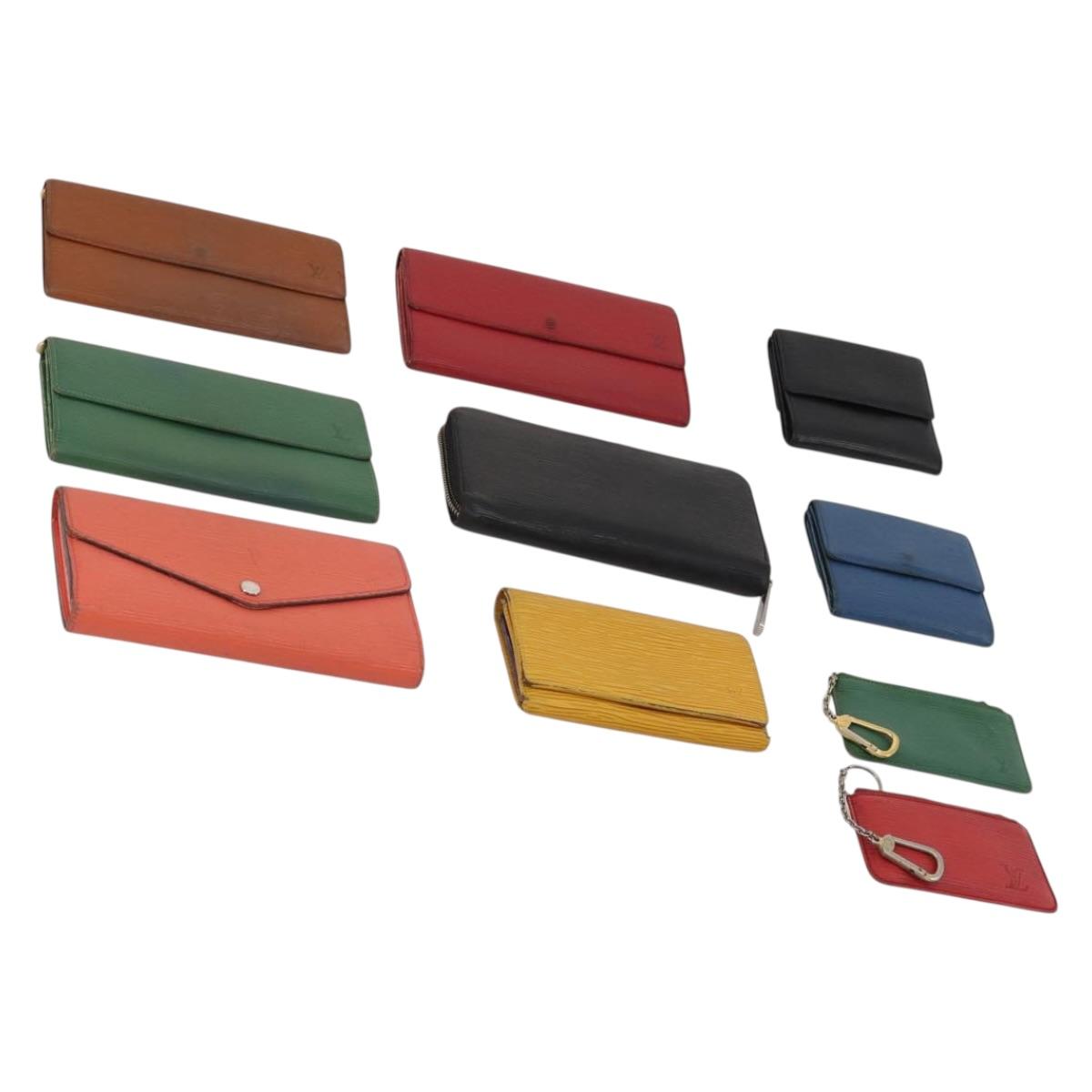 LOUIS VUITTON Epi Wallet 10 Set Black Red LV Auth CB283