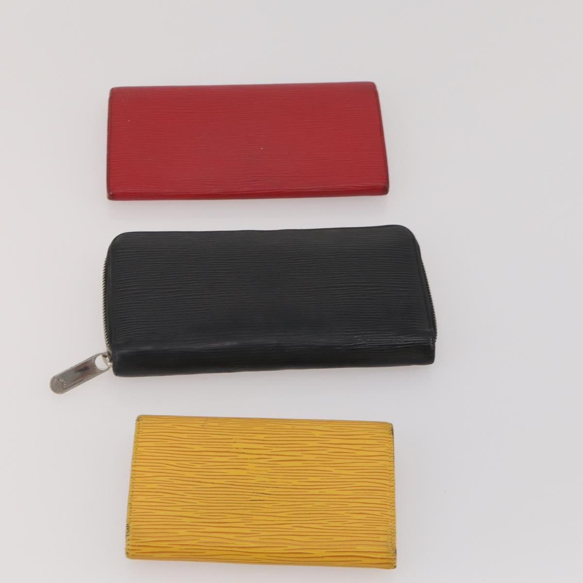 LOUIS VUITTON Epi Wallet 10 Set Black Red LV Auth CB283