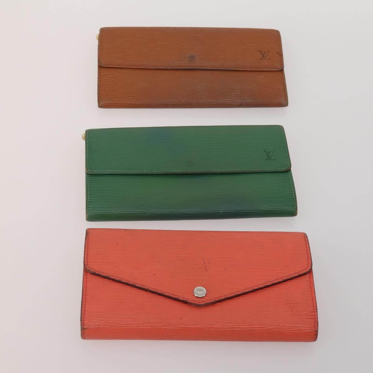 LOUIS VUITTON Epi Wallet 10 Set Black Red LV Auth CB283
