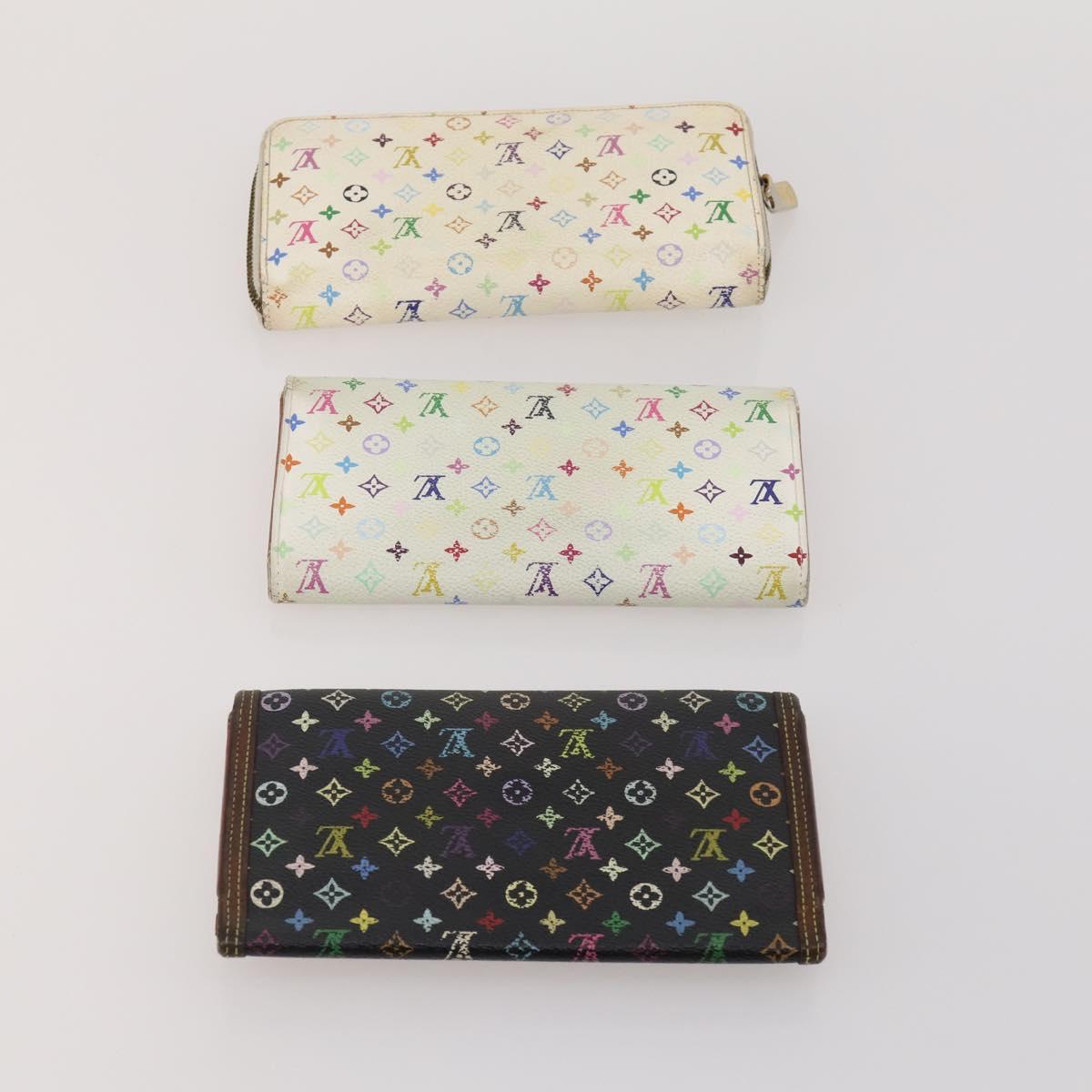 LOUIS VUITTON Monogram Multicolor Wallet 10 Set White Black LV Auth CB284