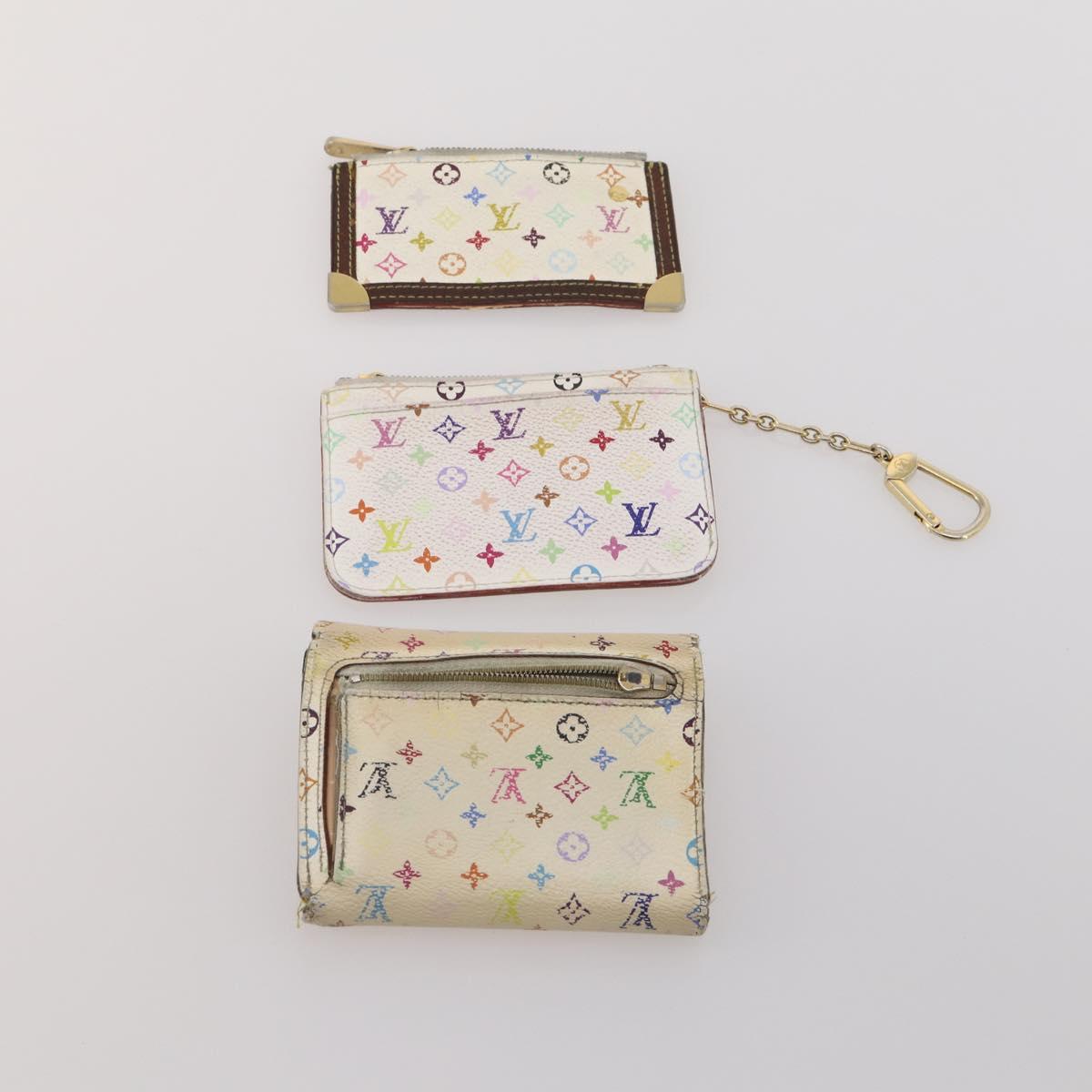 LOUIS VUITTON Monogram Multicolor Wallet 10 Set White Black LV Auth CB284