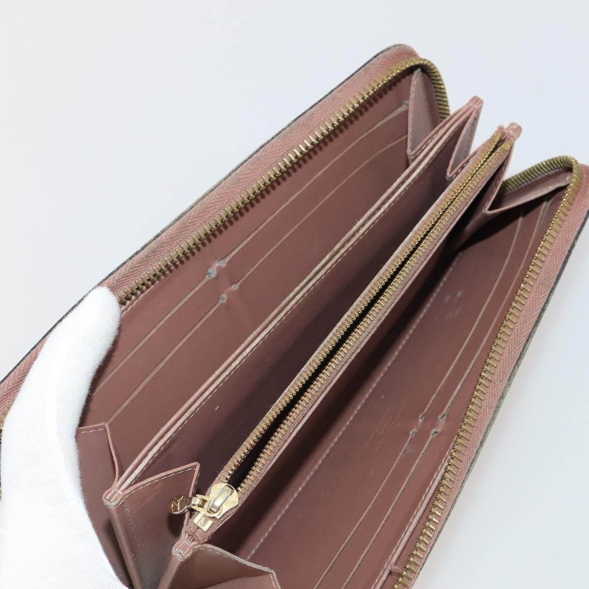 LOUIS VUITTON Monogram Vernis Matte Wallet 10 Set Black Red LV Auth CB285