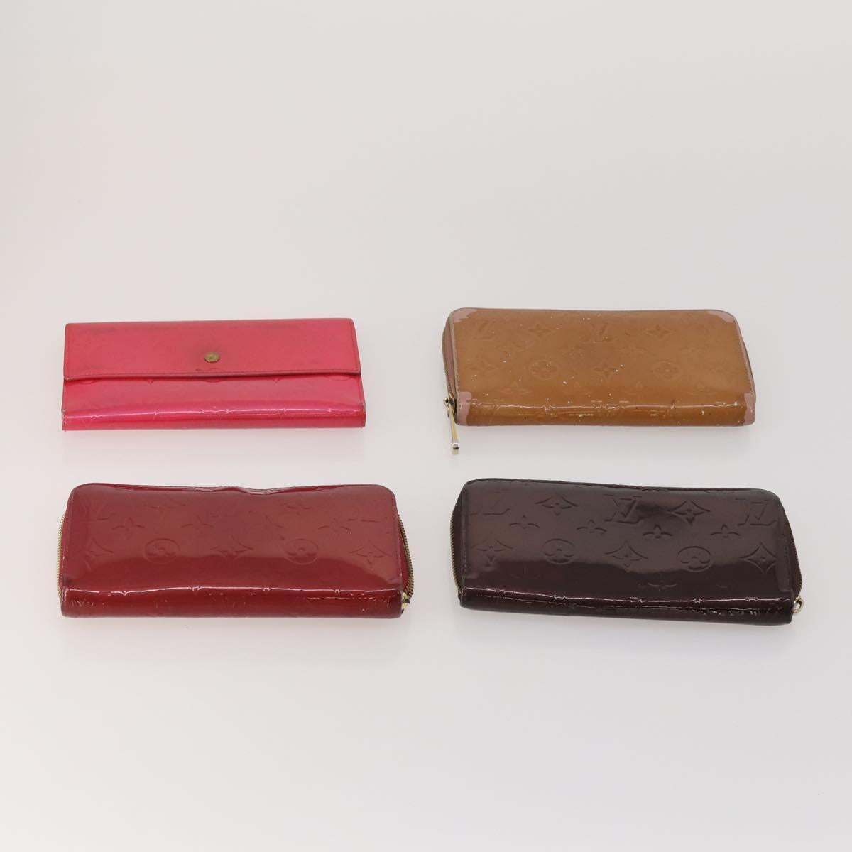 LOUIS VUITTON Monogram Vernis Matte Wallet 10 Set Black Red LV Auth CB285