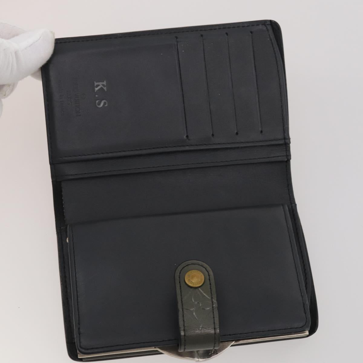 LOUIS VUITTON Monogram Vernis Matte Wallet 10 Set Black Red LV Auth CB285