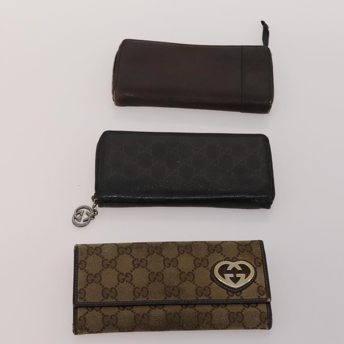 GUCCI GG Canvas Wallet Leather PVC 10 Set Black Beige Red Auth CB286