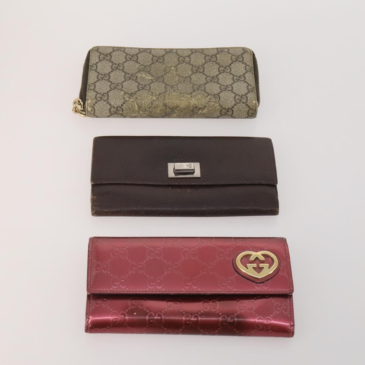 GUCCI GG Canvas Wallet Leather PVC 10 Set Black Beige Red Auth CB286