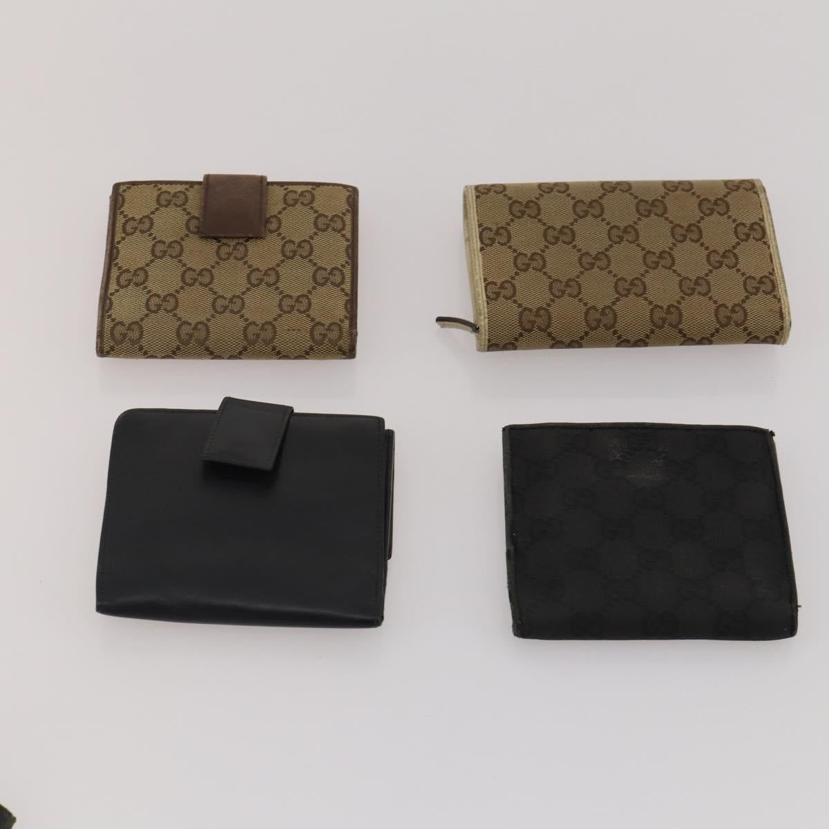 GUCCI GG Canvas Wallet Leather 10 Set Black Beige pink Auth CB288