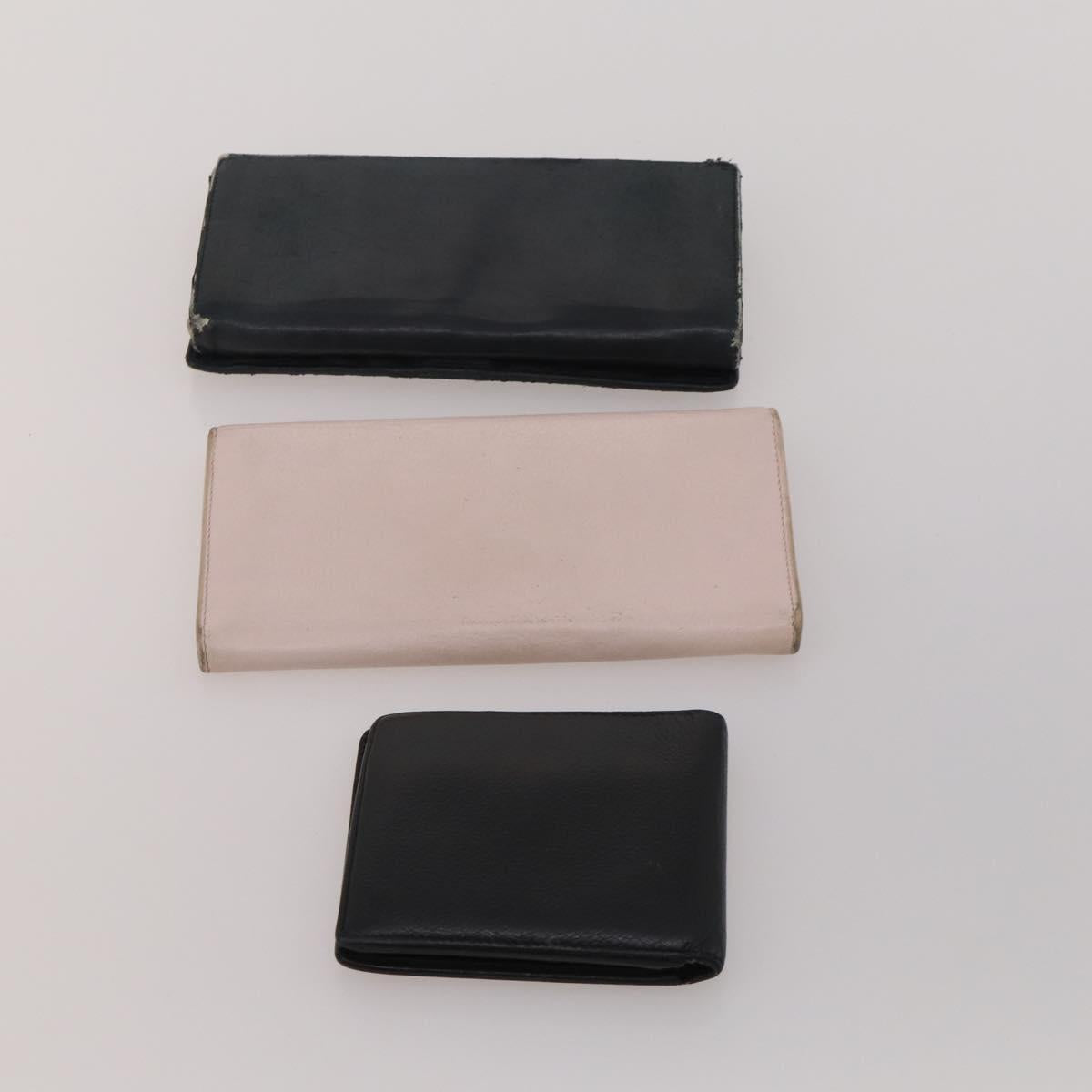 BALENCIAGA Wallet Leather 10 Set Black Beige Auth CB290