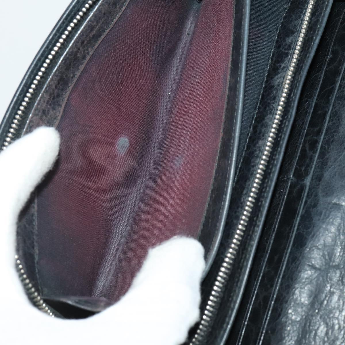 BALENCIAGA Wallet Leather 10 Set Black Beige Auth CB290