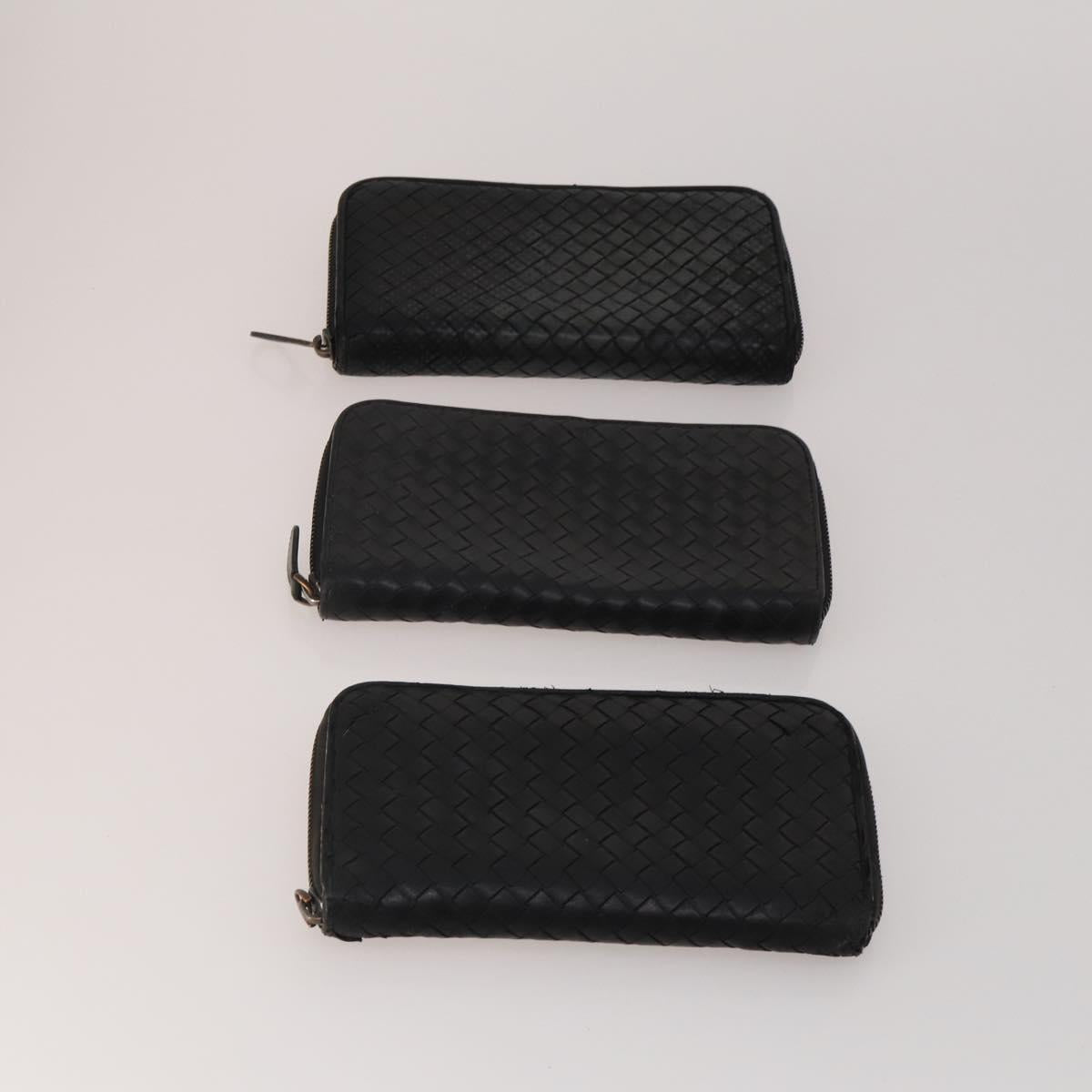 BOTTEGA VENETA INTRECCIATO Wallet Leather 10 Set Black Beige Auth CB291