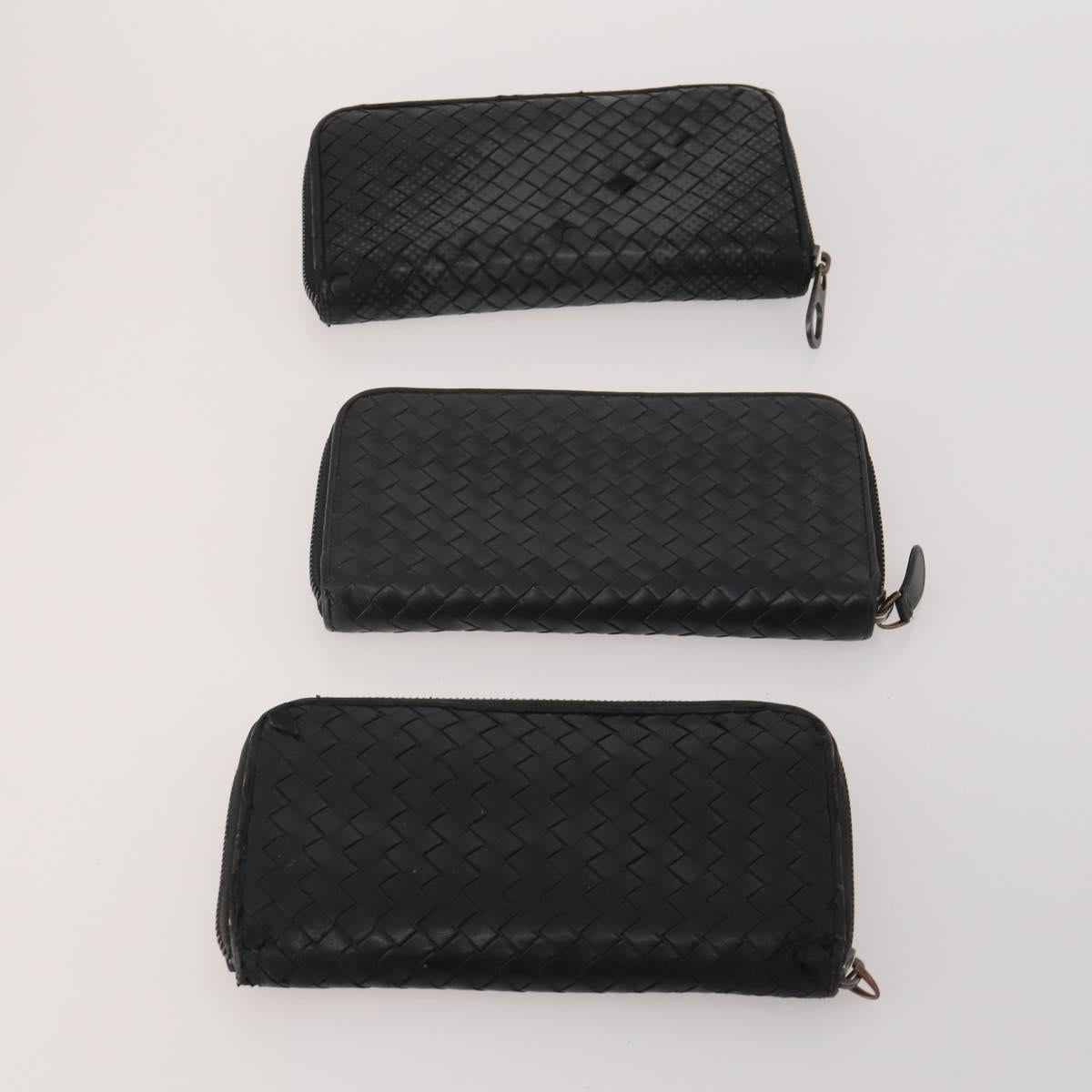 BOTTEGA VENETA INTRECCIATO Wallet Leather 10 Set Black Beige Auth CB291