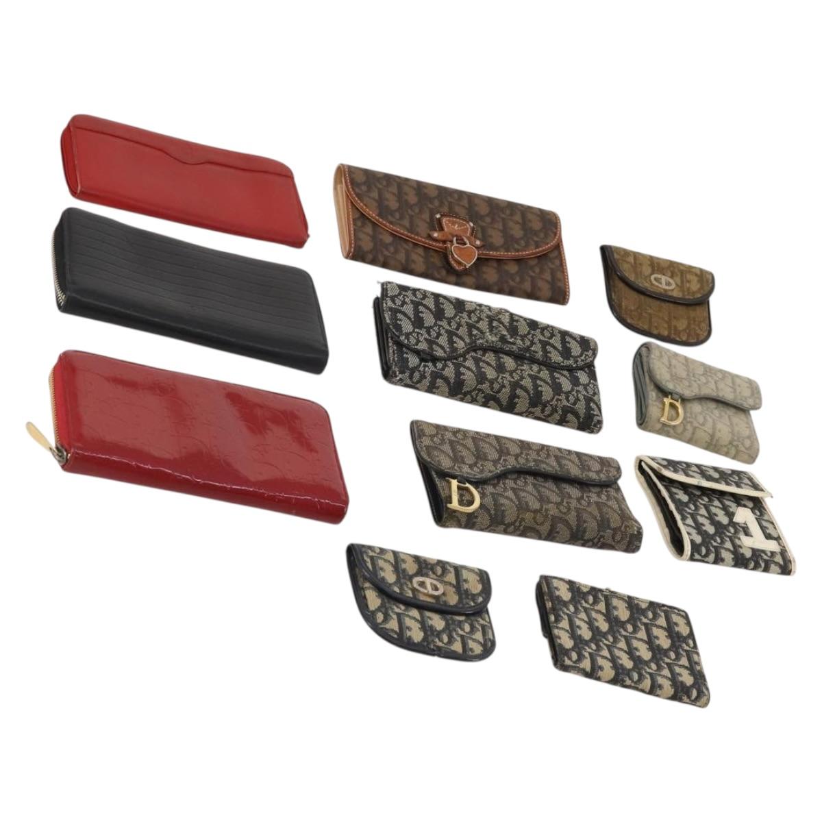 Christian Dior Trotter Canvas Wallet Leather PVC 10 Set Black Red Auth CB293