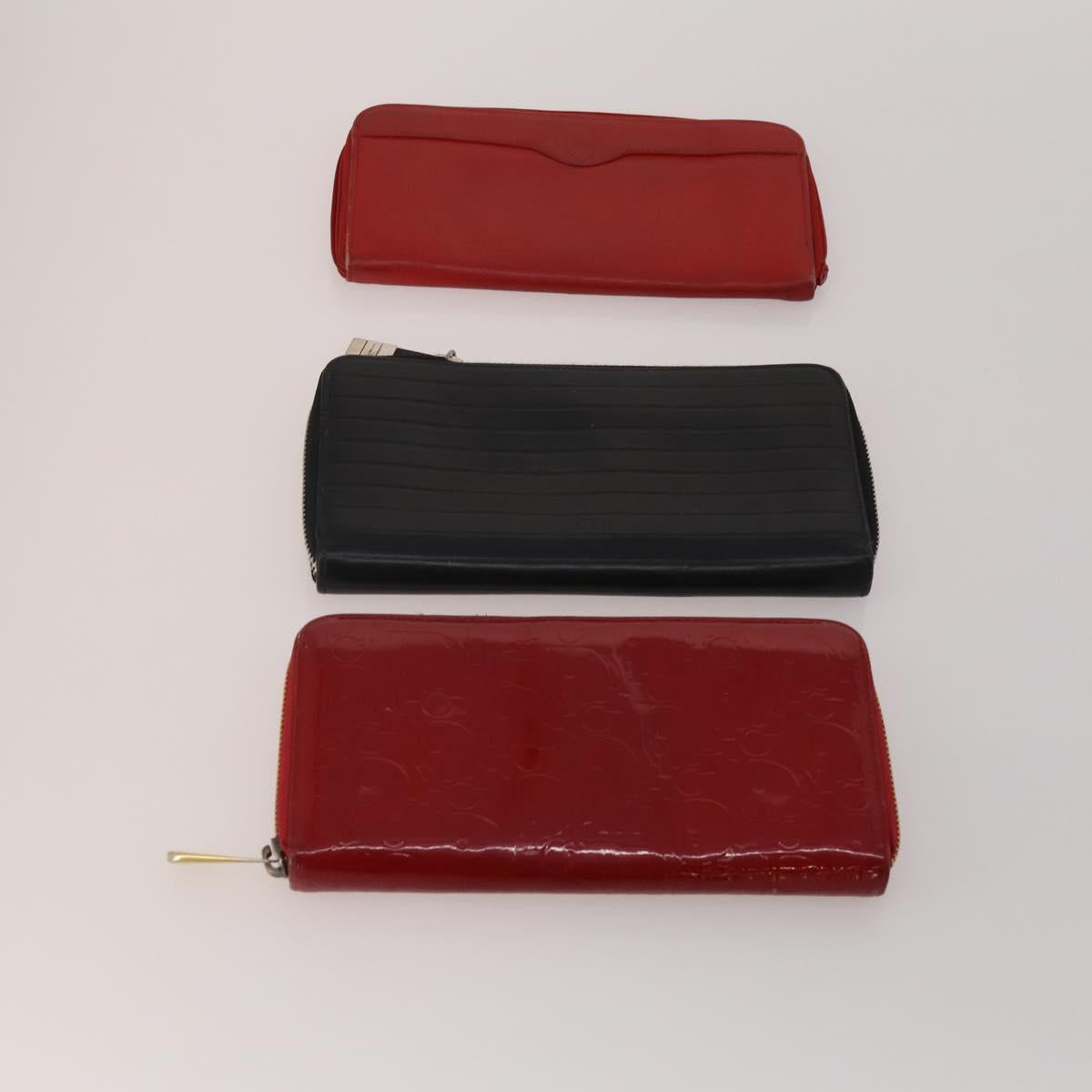 Christian Dior Trotter Canvas Wallet Leather PVC 10 Set Black Red Auth CB293