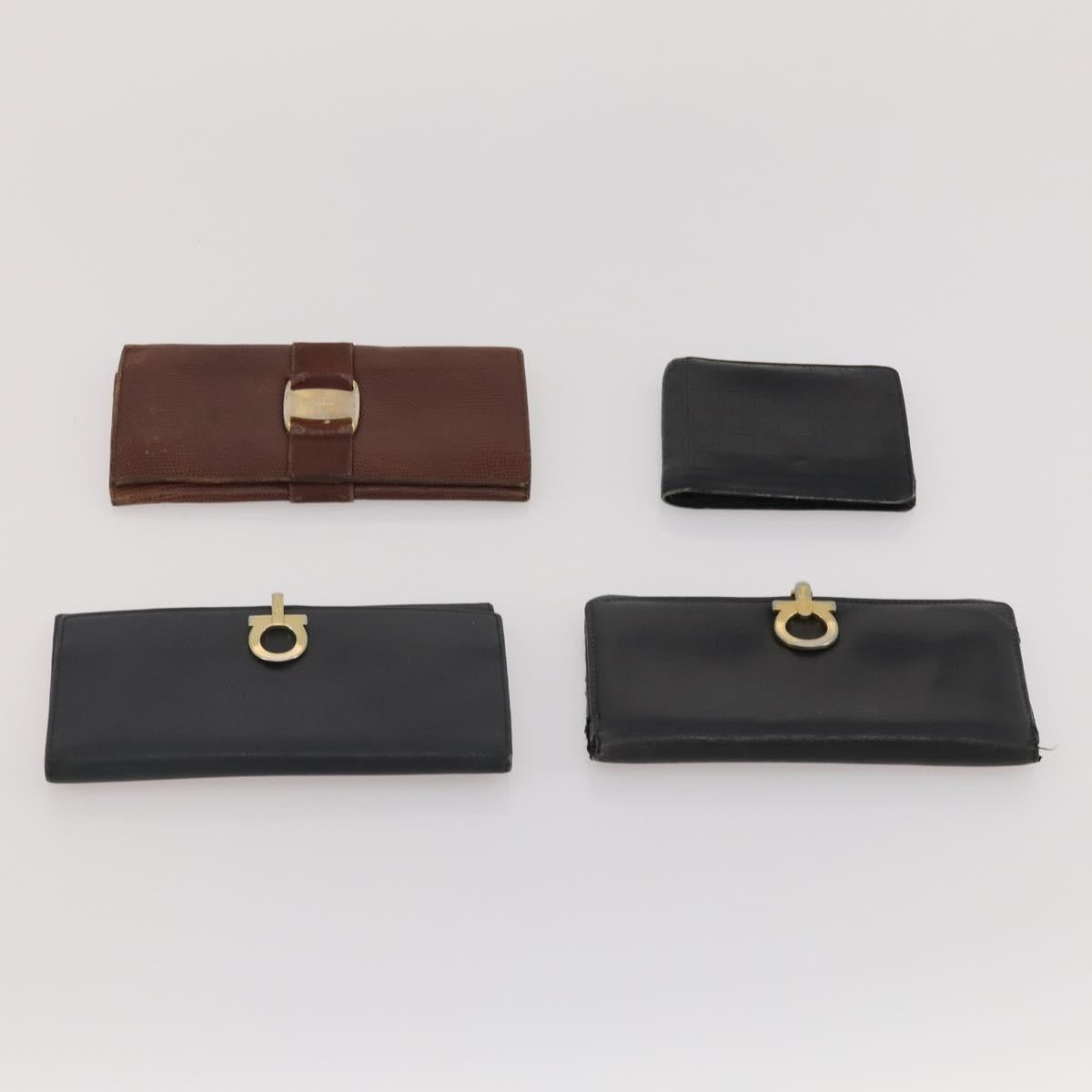 Salvatore Ferragamo Wallet Leather 10 Set Black Brown Red Auth CB294