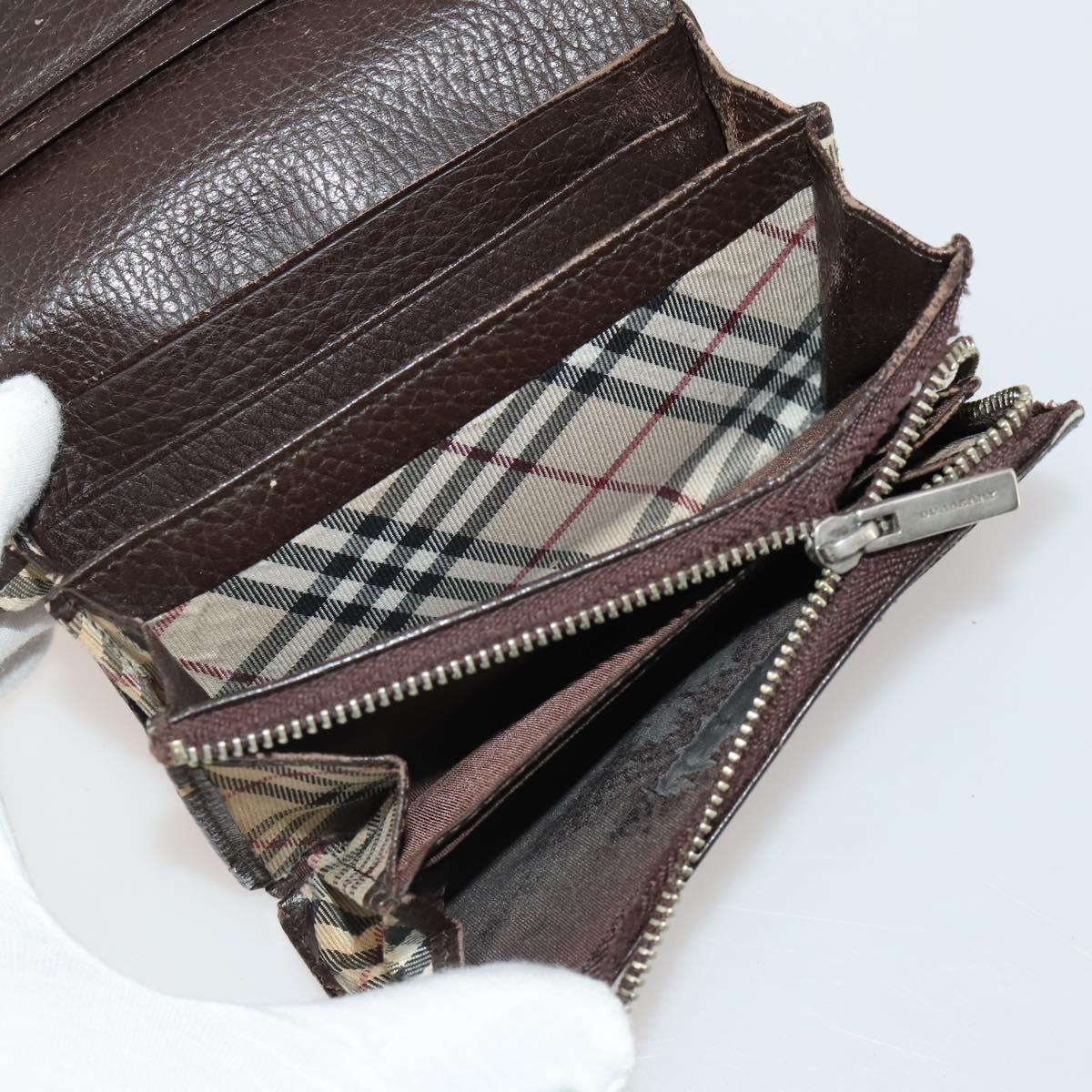 BURBERRY Nova Check Wallet Canvas Leather 10 Set Red Beige Green Auth CB295