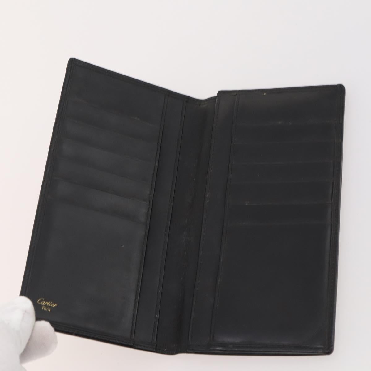 CARTIER Wallet Leather 10 Set Black Bordeaux pink Auth CB296