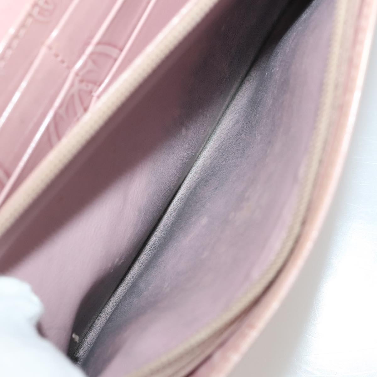 CARTIER Wallet Leather 10 Set Black Bordeaux pink Auth CB296