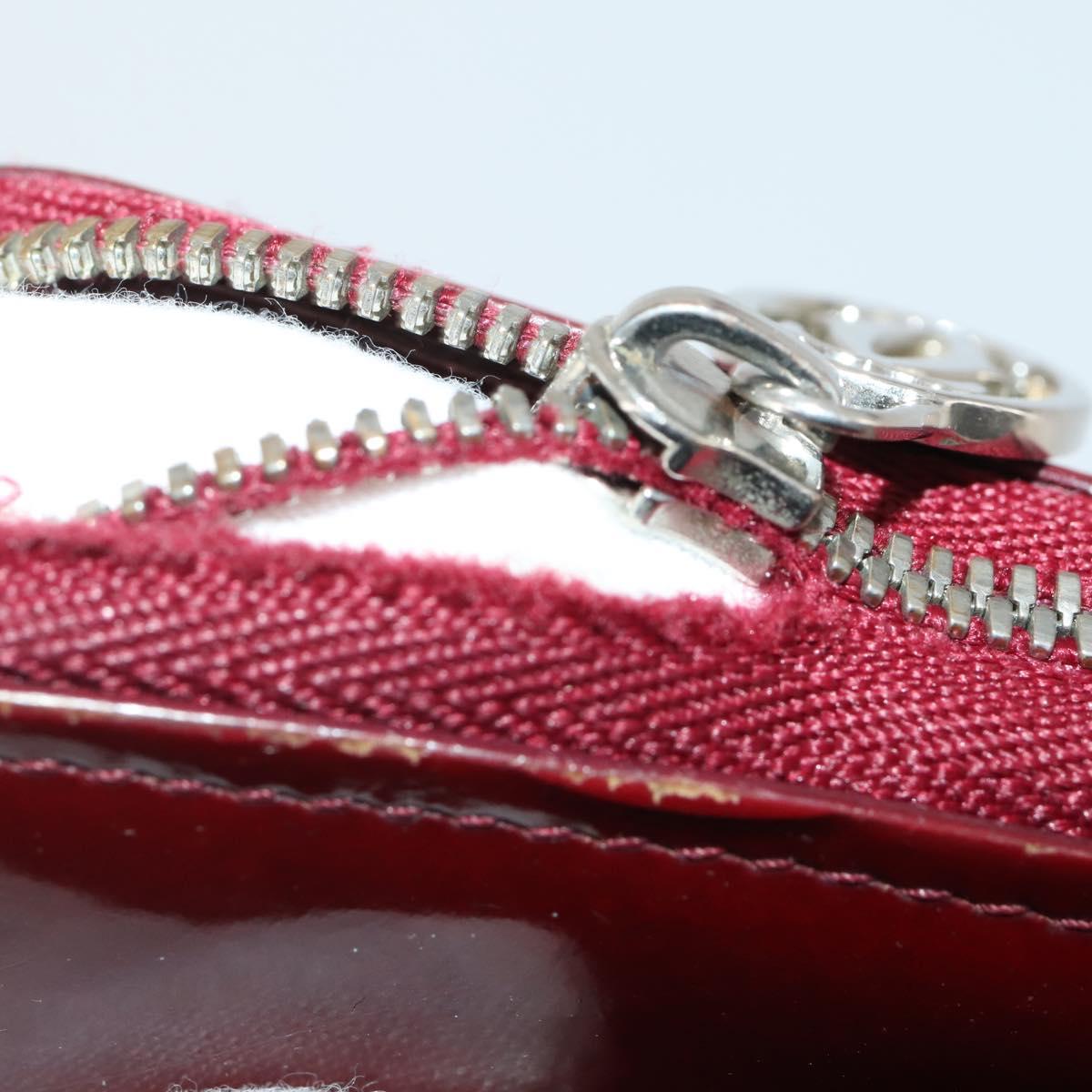CARTIER Wallet Leather 10 Set Black Bordeaux pink Auth CB296