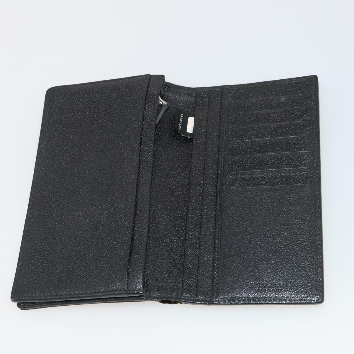 BVLGARI Wallet Leather Canvas 10 Set Black Navy beige Auth CB297