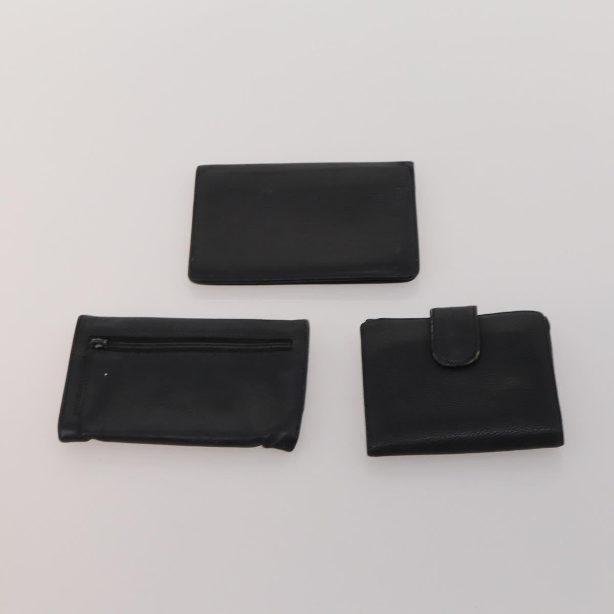 CHANEL Wallet Leather 10 Set White Beige black CC Auth CB298