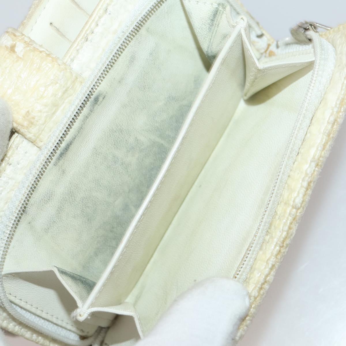 CHANEL Wallet Leather 10 Set White Beige black CC Auth CB298