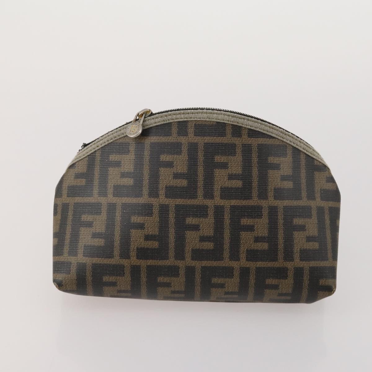 FENDI Zucca Canvas Pouch 5 Set Brown Black Auth CB300