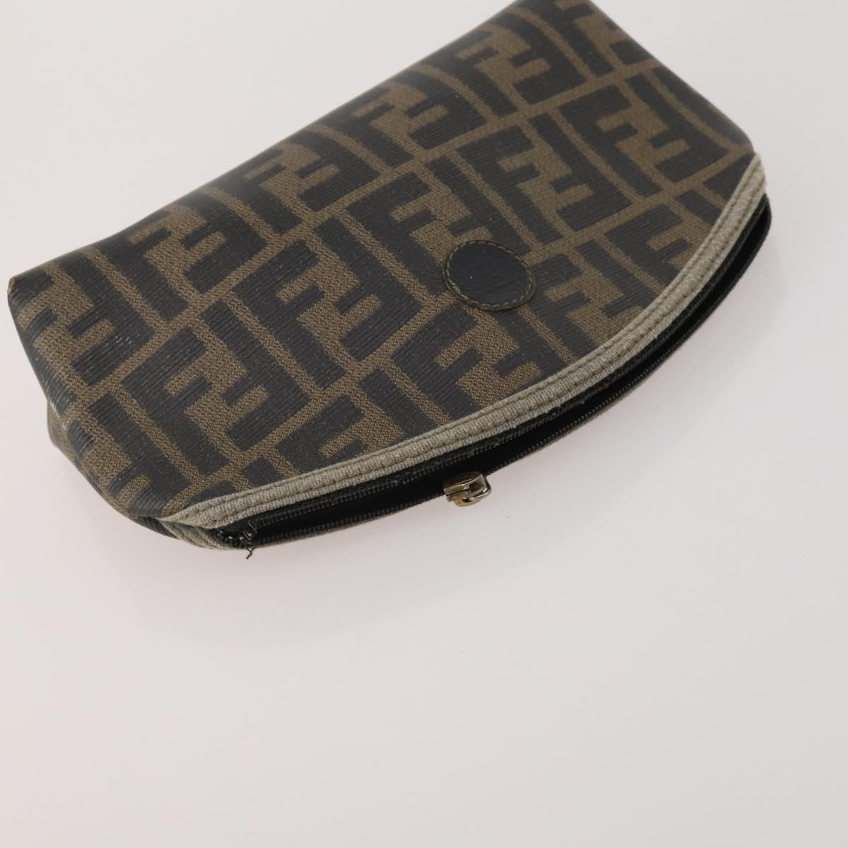 FENDI Zucca Canvas Pouch 5 Set Brown Black Auth CB300
